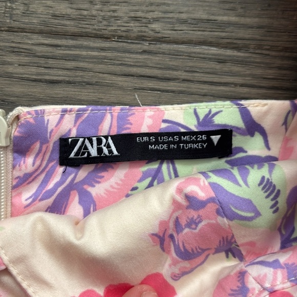Zara | Light Pink and White Floral Mini Dress With Puff Sleeves Size Small - Picture 10 of 13